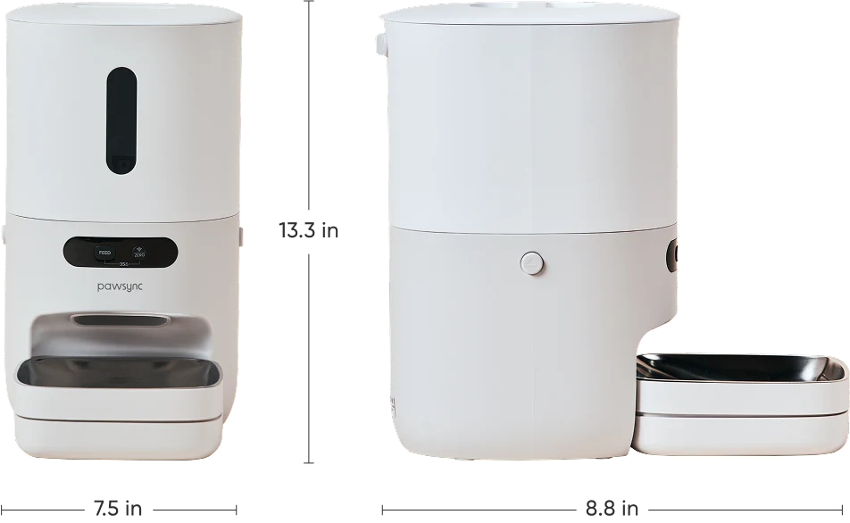 Pet feeder dimensions and parts